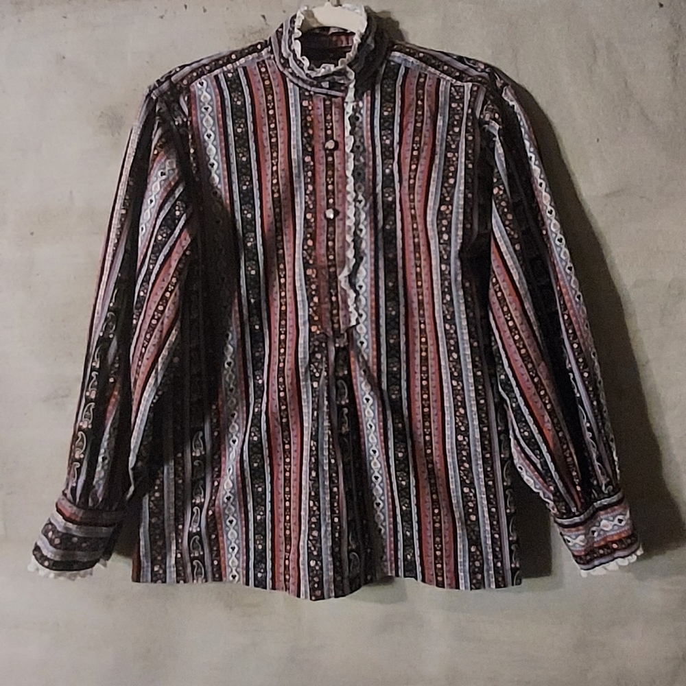 1970's paisley floral cottagecore Western blouse - Picture 11 of 16